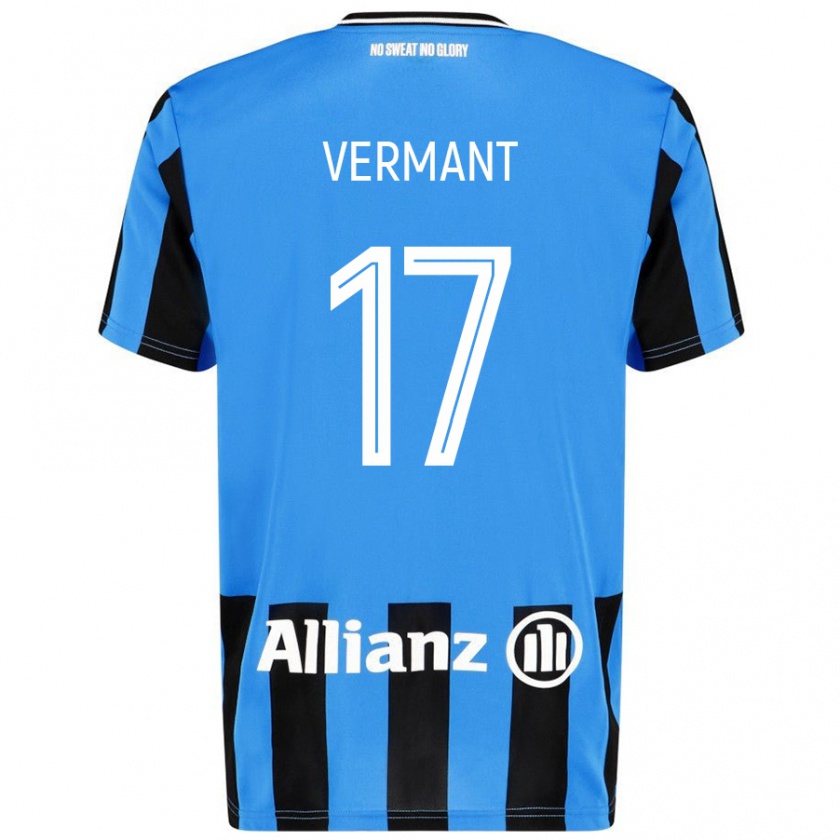 Kandiny Hombre Camiseta Romeo Vermant #17 Azul Cielo Negro 1ª Equipación 2024/25 La Camisa Chile