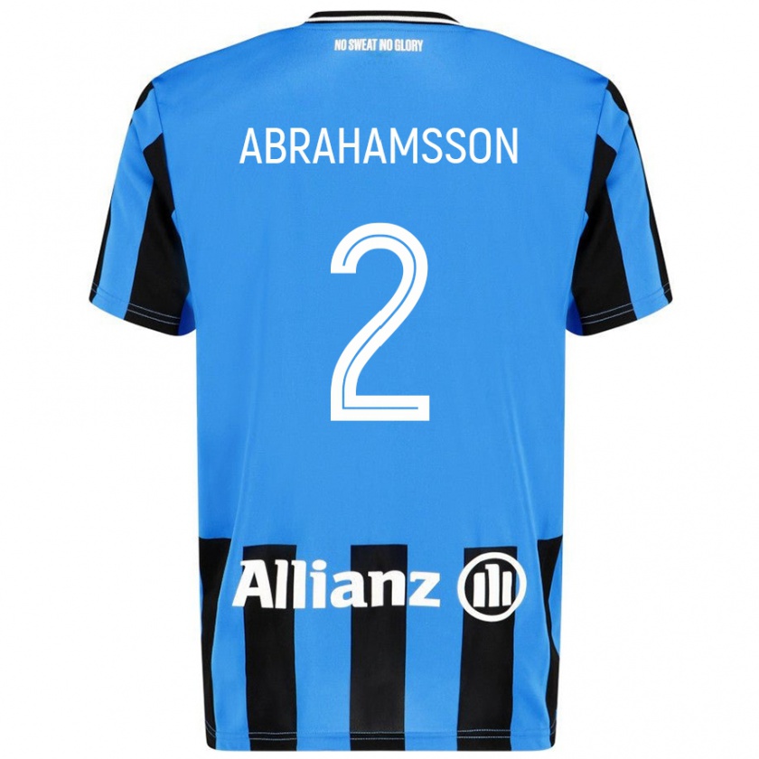 Kandiny Hombre Camiseta Sejde Abrahamsson #2 Azul Cielo Negro 1ª Equipación 2024/25 La Camisa Chile