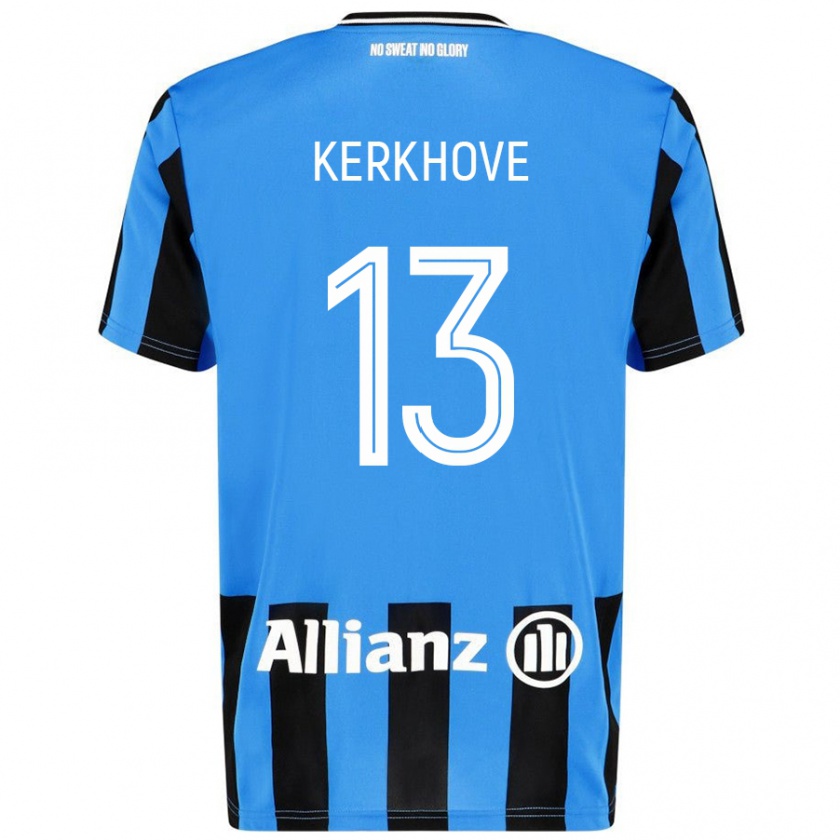 Kandiny Hombre Camiseta Angel Kerkhove #13 Azul Cielo Negro 1ª Equipación 2024/25 La Camisa Chile