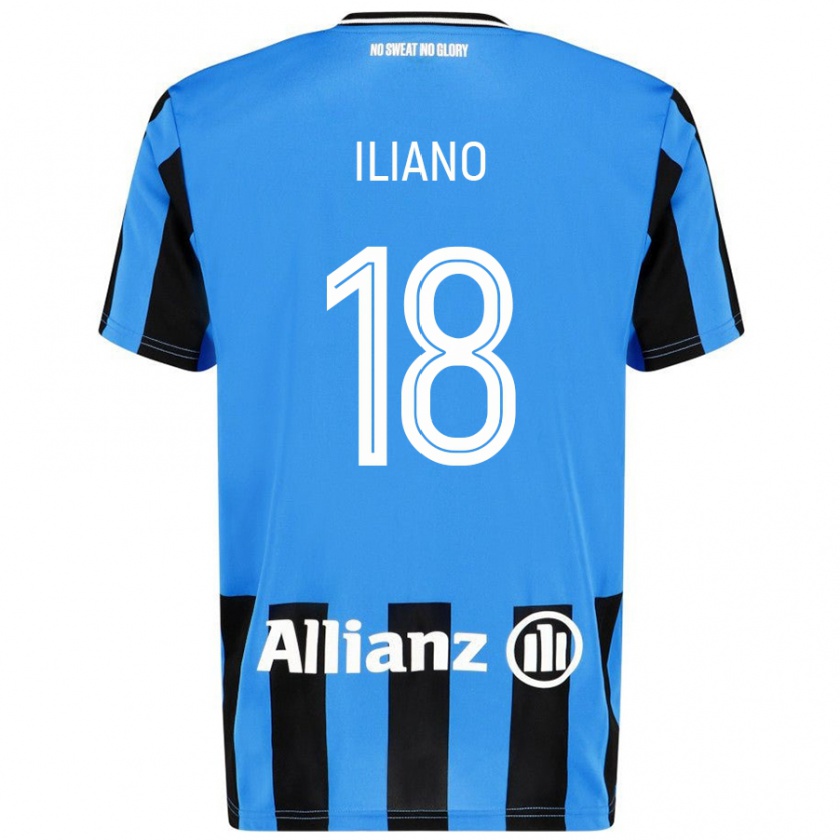 Kandiny Hombre Camiseta Isabelle Iliano #18 Azul Cielo Negro 1ª Equipación 2024/25 La Camisa Chile