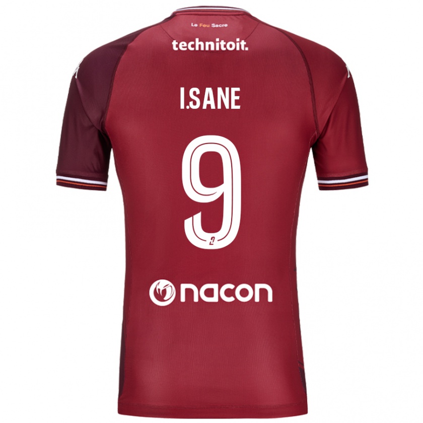 Kandiny Hombre Camiseta Ibou Sané #9 Rojo Granata 1ª Equipación 2024/25 La Camisa Chile