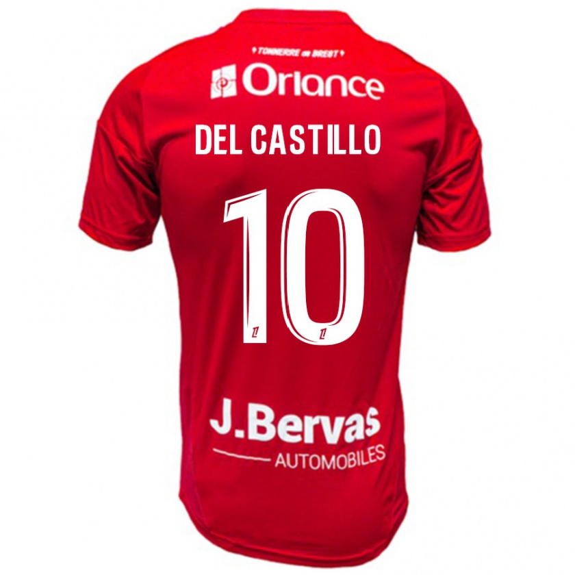 Kandiny Hombre Camiseta Romain Del Castillo #10 Rojo Blanco 1ª Equipación 2024/25 La Camisa Chile