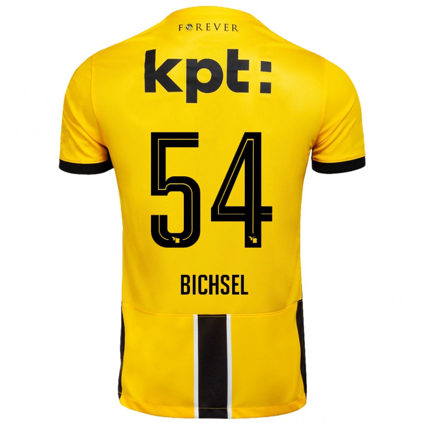 Kandiny Hombre Camiseta Joel Bichsel #54 Amarillo Negro 1ª Equipación 2024/25 La Camisa Chile