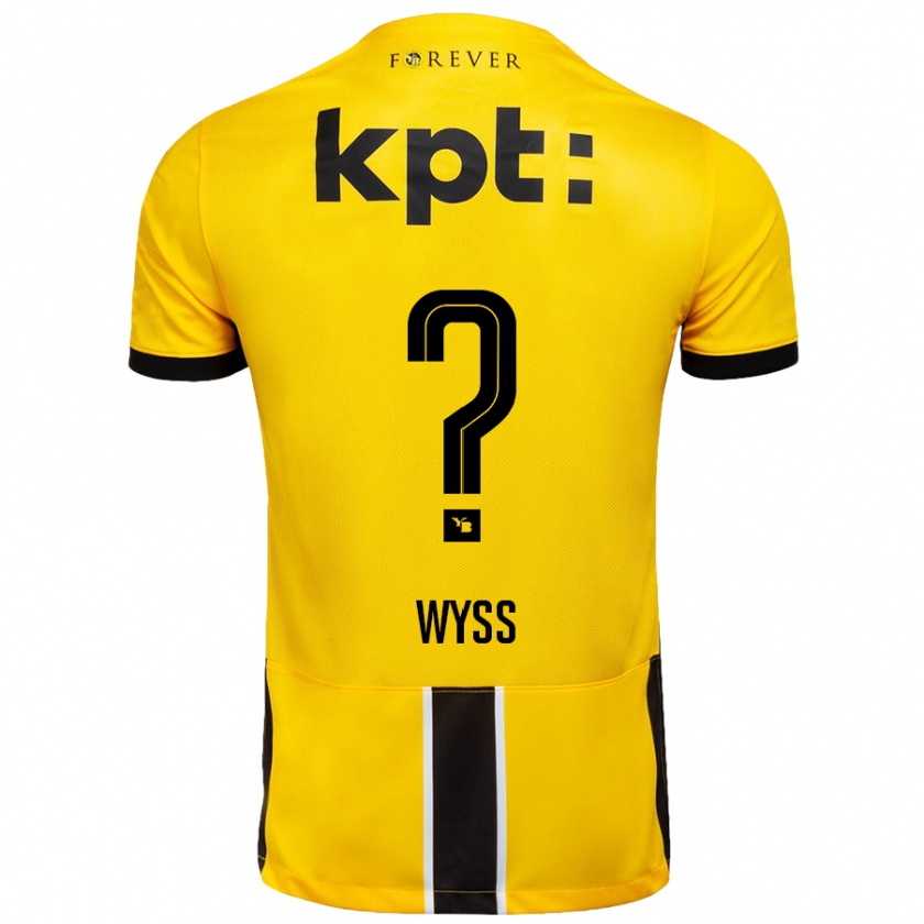 Kandiny Hombre Camiseta Ryan Wyss #0 Amarillo Negro 1ª Equipación 2024/25 La Camisa Chile