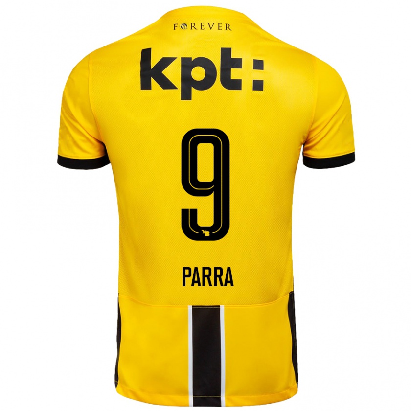 Kandiny Hombre Camiseta Hugo Parra #9 Amarillo Negro 1ª Equipación 2024/25 La Camisa Chile