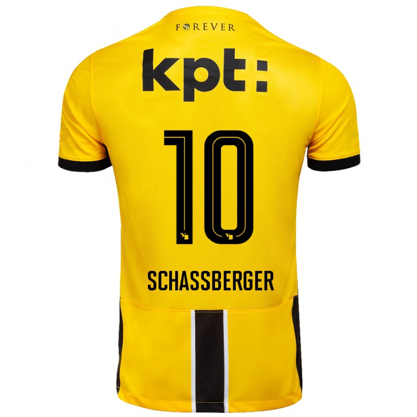 Kandiny Hombre Camiseta Julia Schassberger #10 Amarillo Negro 1ª Equipación 2024/25 La Camisa Chile