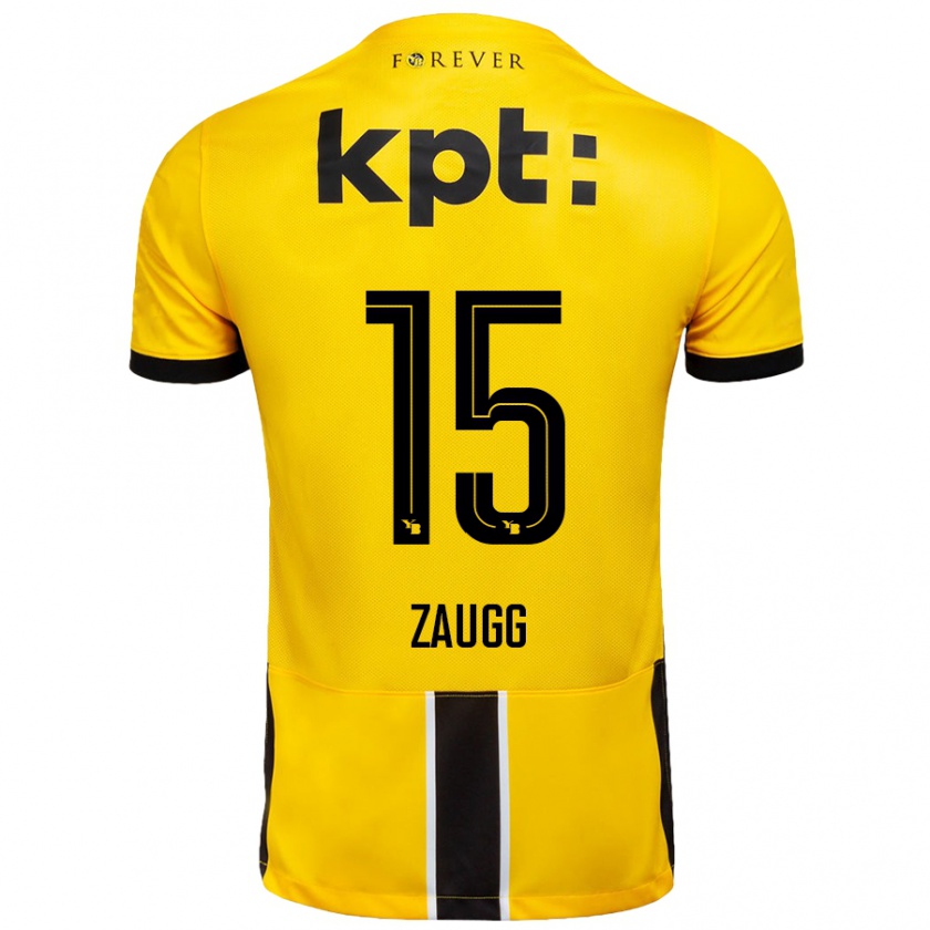 Kandiny Hombre Camiseta Leana Zaugg #15 Amarillo Negro 1ª Equipación 2024/25 La Camisa Chile