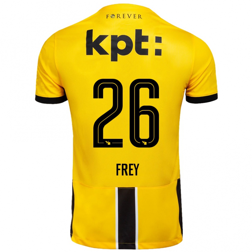 Kandiny Hombre Camiseta Laura Frey #26 Amarillo Negro 1ª Equipación 2024/25 La Camisa Chile