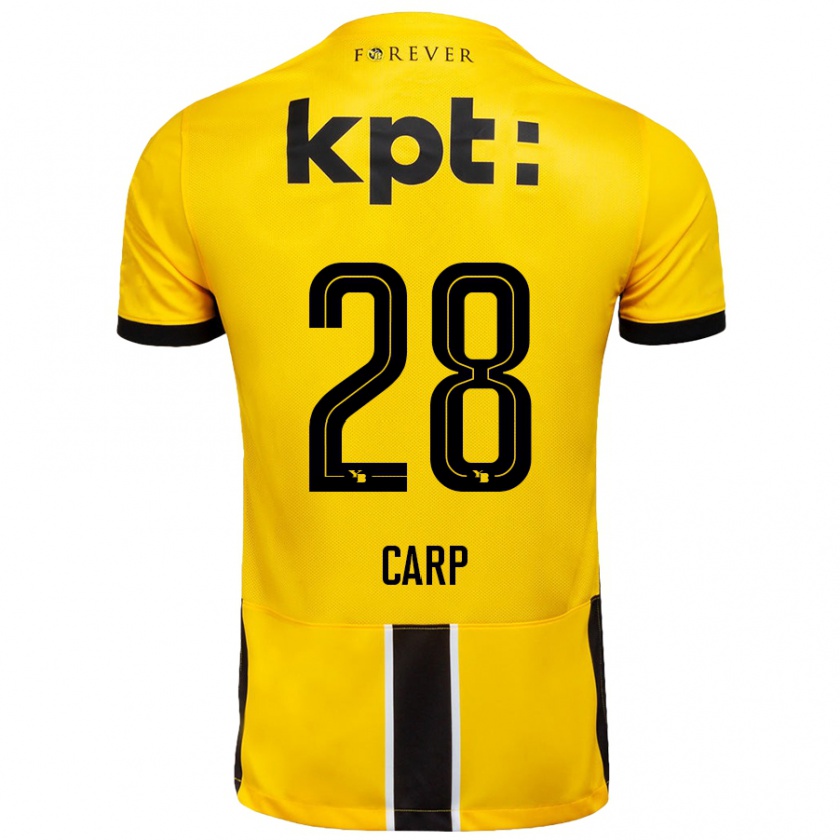 Kandiny Hombre Camiseta Cristina Carp #28 Amarillo Negro 1ª Equipación 2024/25 La Camisa Chile