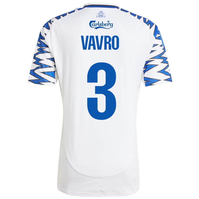 Kandiny Hombre Camiseta Denis Vavro #3 Blanco Azul Cielo 1ª Equipación 2024/25 La Camisa Chile