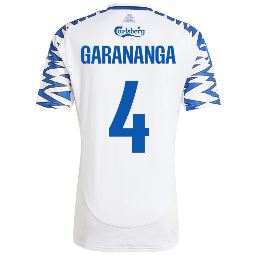 Kandiny Hombre Camiseta Munashe Garananga #4 Blanco Azul Cielo 1ª Equipación 2024/25 La Camisa Chile