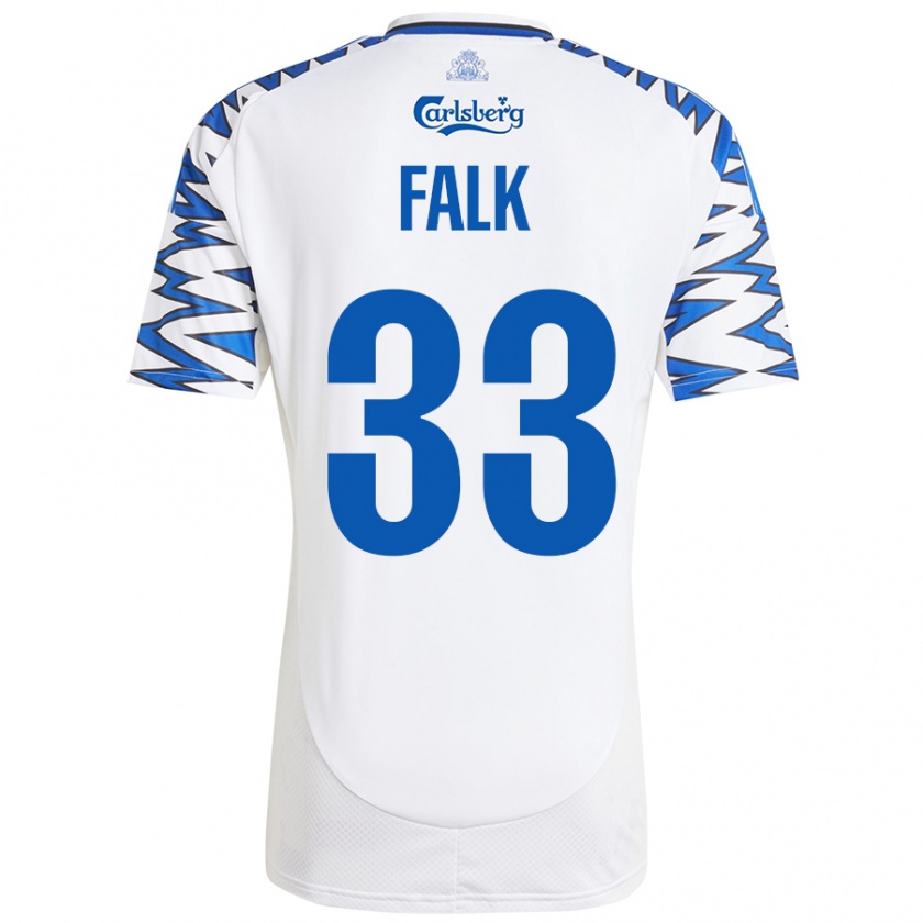 Kandiny Hombre Camiseta Rasmus Falk #33 Blanco Azul Cielo 1ª Equipación 2024/25 La Camisa Chile