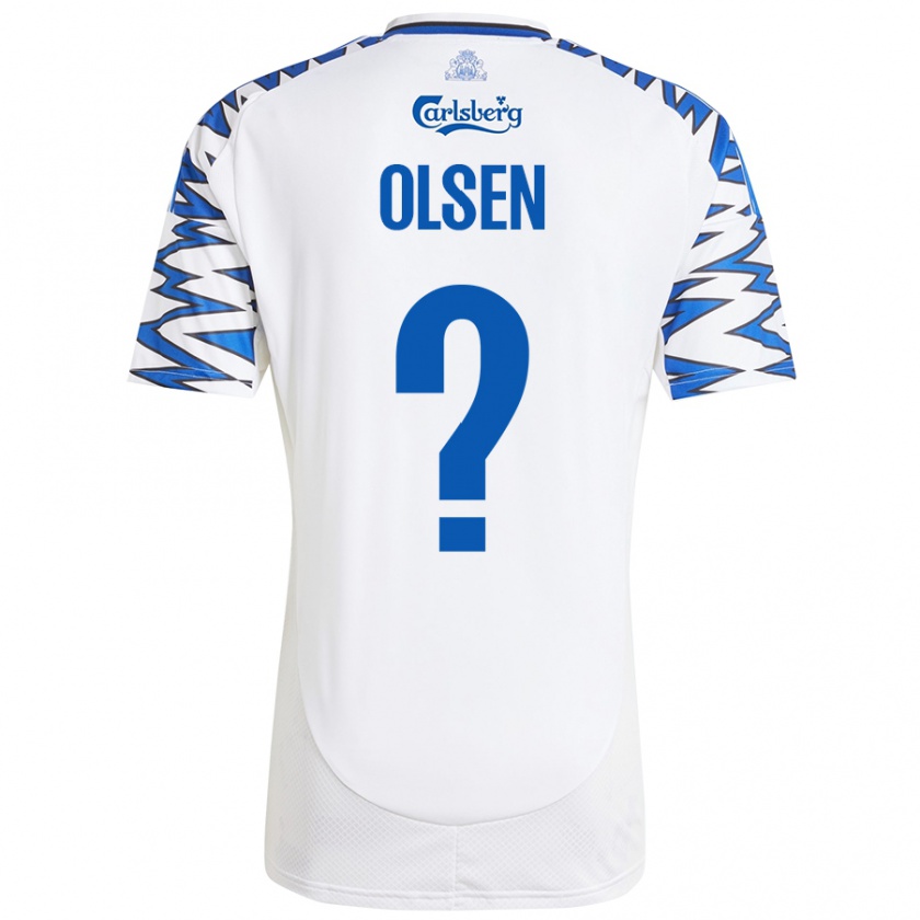 Kandiny Hombre Camiseta Gunnar Olsen #0 Blanco Azul Cielo 1ª Equipación 2024/25 La Camisa Chile