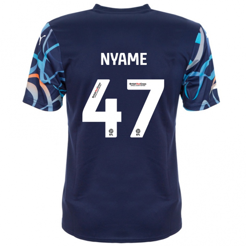 Kandiny Hombre Camiseta Josh Nyame #47 Azul Marino 2ª Equipación 2024/25 La Camisa Chile