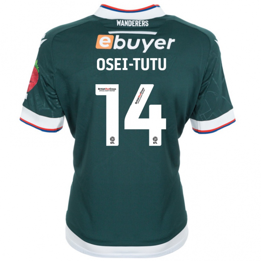 Kandiny Hombre Camiseta Jordi Osei-Tutu #14 Verde Oscuro 2ª Equipación 2024/25 La Camisa Chile