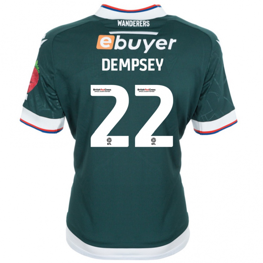 Kandiny Hombre Camiseta Kyle Dempsey #22 Verde Oscuro 2ª Equipación 2024/25 La Camisa Chile