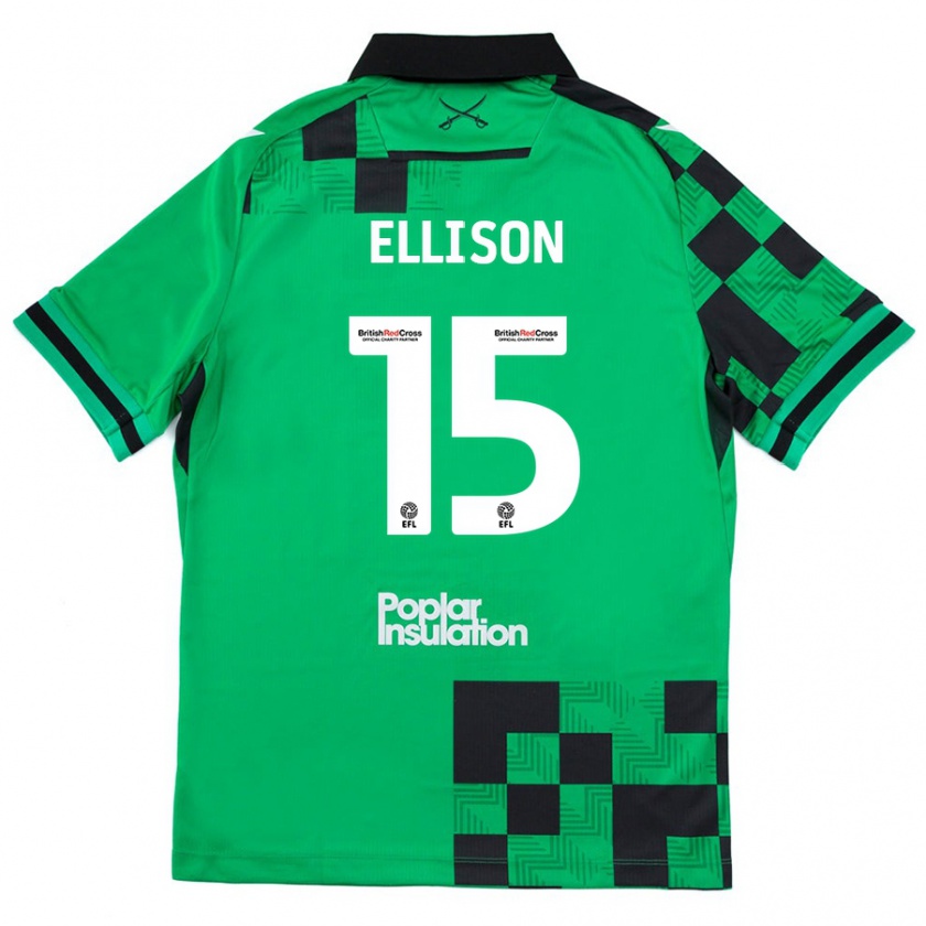 Kandiny Hombre Camiseta Dan Ellison #15 Verde Negro 2ª Equipación 2024/25 La Camisa Chile