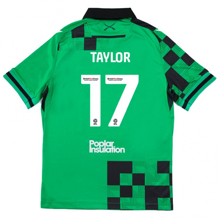 Kandiny Hombre Camiseta Connor Taylor #17 Verde Negro 2ª Equipación 2024/25 La Camisa Chile