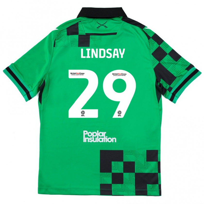 Kandiny Hombre Camiseta Jamie Lindsay #29 Verde Negro 2ª Equipación 2024/25 La Camisa Chile