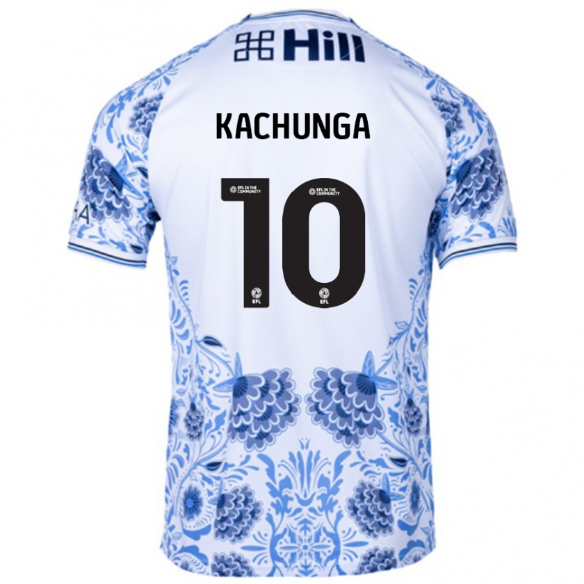 Kandiny Hombre Camiseta Elias Kachunga #10 Blanco Azul 2ª Equipación 2024/25 La Camisa Chile