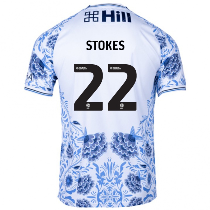 Kandiny Hombre Camiseta Josh Stokes #22 Blanco Azul 2ª Equipación 2024/25 La Camisa Chile