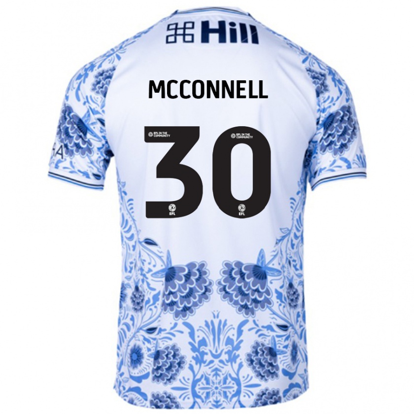 Kandiny Hombre Camiseta Glenn Mcconnell #30 Blanco Azul 2ª Equipación 2024/25 La Camisa Chile