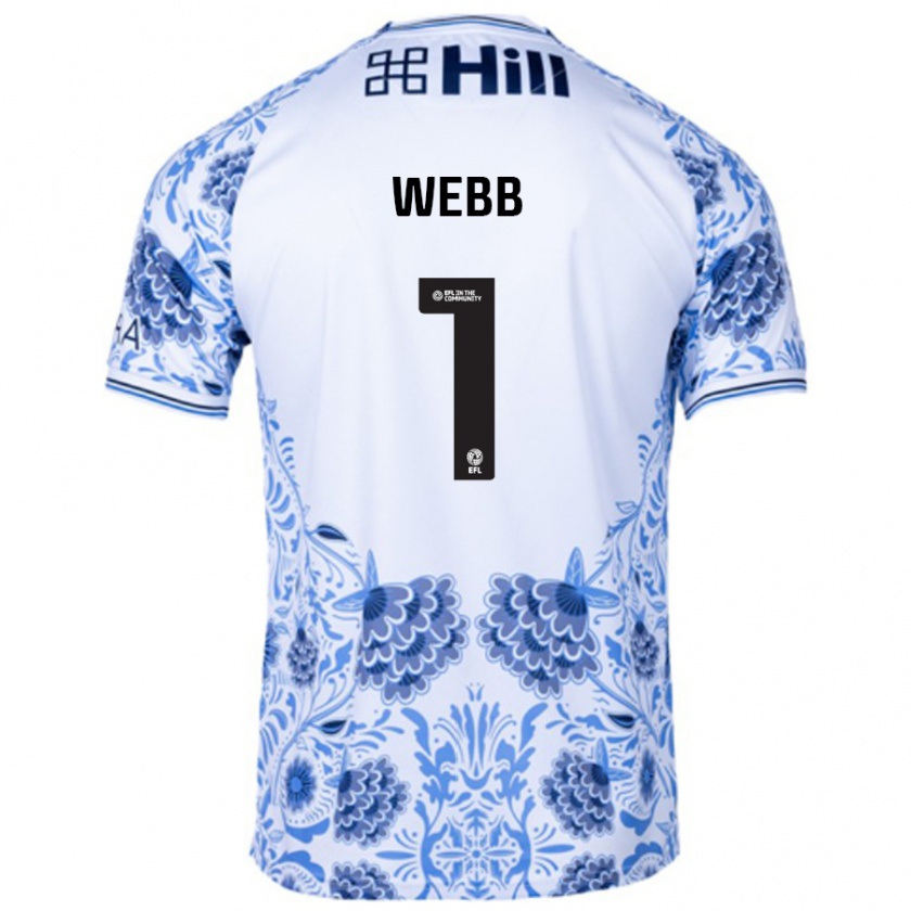 Kandiny Hombre Camiseta Lauren Webb #1 Blanco Azul 2ª Equipación 2024/25 La Camisa Chile