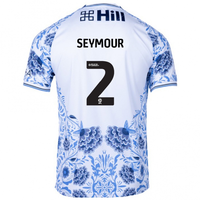 Kandiny Hombre Camiseta Mayzee Seymour #2 Blanco Azul 2ª Equipación 2024/25 La Camisa Chile