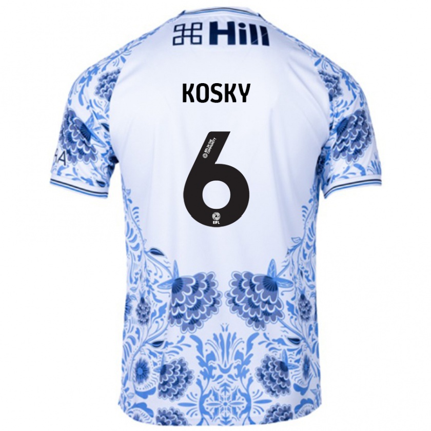 Kandiny Hombre Camiseta Rachel Kosky #6 Blanco Azul 2ª Equipación 2024/25 La Camisa Chile