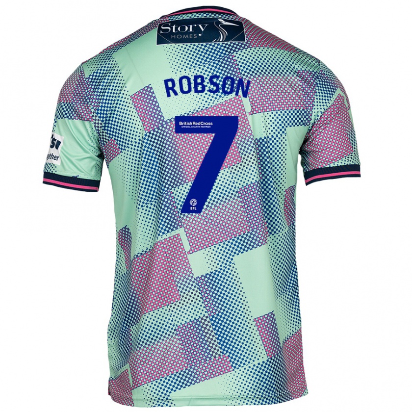 Kandiny Hombre Camiseta Ethan Robson #7 Verde 2ª Equipación 2024/25 La Camisa Chile