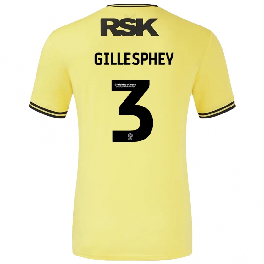 Kandiny Hombre Camiseta Macaulay Gillesphey #3 Amarillo Negro 2ª Equipación 2024/25 La Camisa Chile