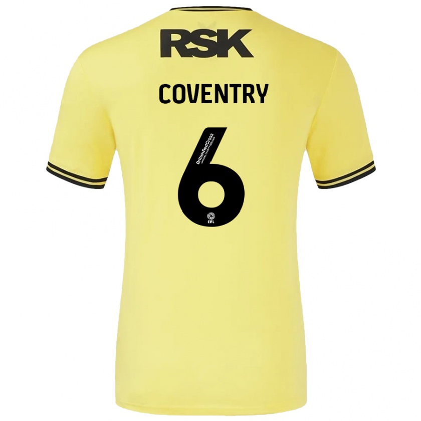 Kandiny Hombre Camiseta Conor Coventry #6 Amarillo Negro 2ª Equipación 2024/25 La Camisa Chile