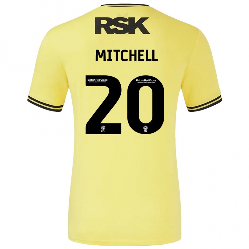 Kandiny Hombre Camiseta Zach Mitchell #20 Amarillo Negro 2ª Equipación 2024/25 La Camisa Chile