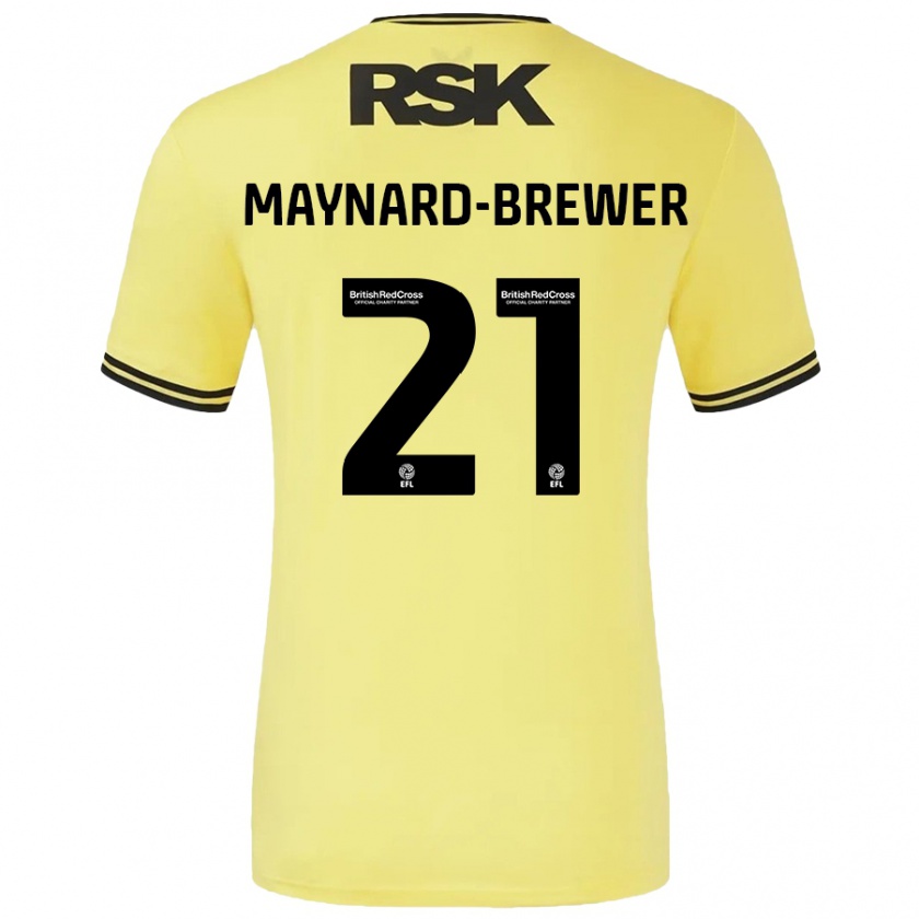 Kandiny Hombre Camiseta Ashley Maynard-Brewer #21 Amarillo Negro 2ª Equipación 2024/25 La Camisa Chile