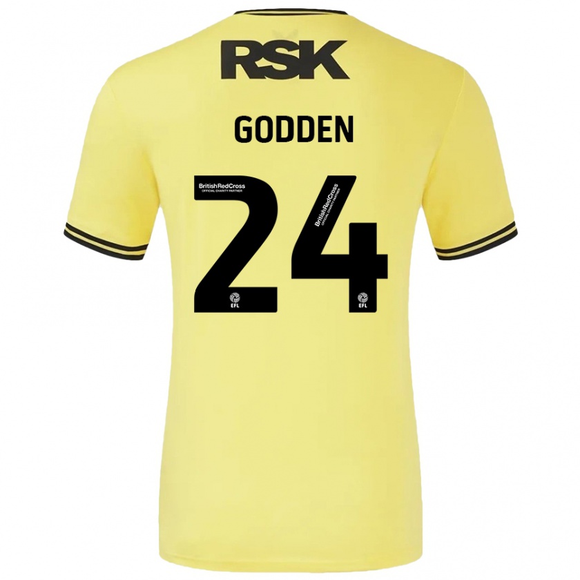 Kandiny Hombre Camiseta Matty Godden #24 Amarillo Negro 2ª Equipación 2024/25 La Camisa Chile