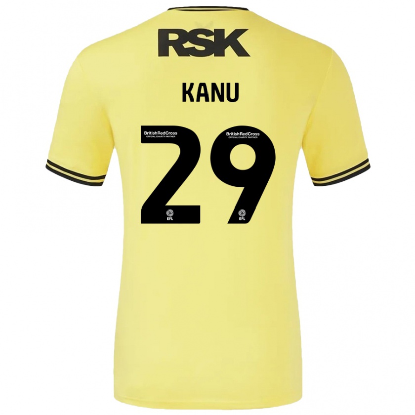 Kandiny Hombre Camiseta Daniel Kanu #29 Amarillo Negro 2ª Equipación 2024/25 La Camisa Chile