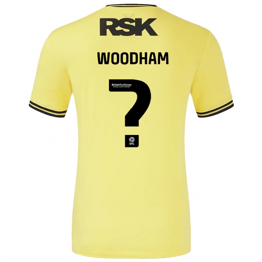 Kandiny Hombre Camiseta Finley Woodham #0 Amarillo Negro 2ª Equipación 2024/25 La Camisa Chile