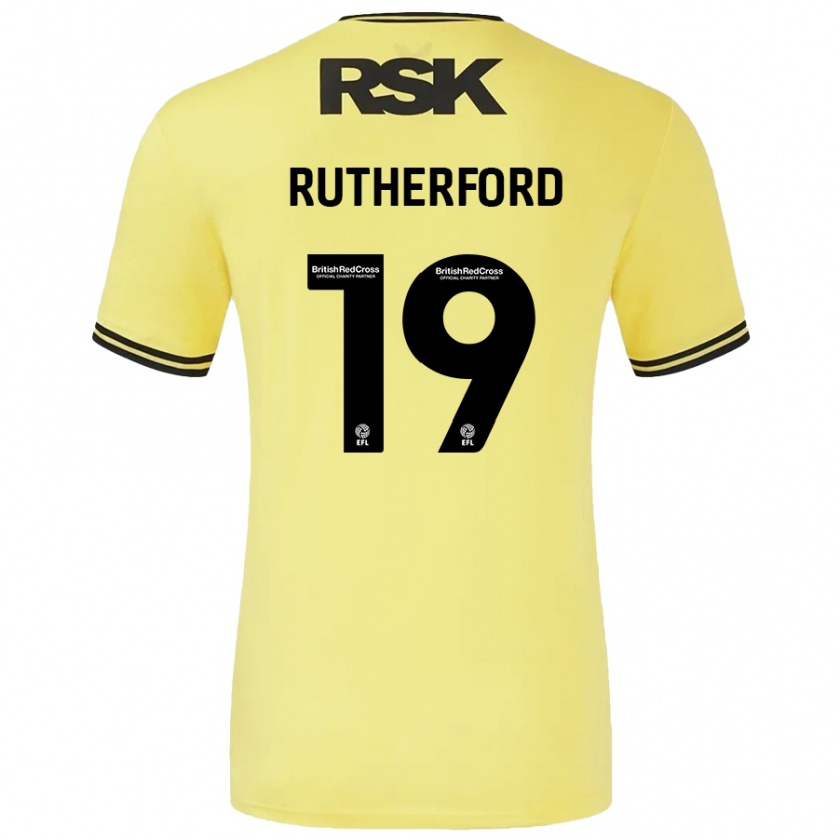 Kandiny Hombre Camiseta Ella Rutherford #19 Amarillo Negro 2ª Equipación 2024/25 La Camisa Chile