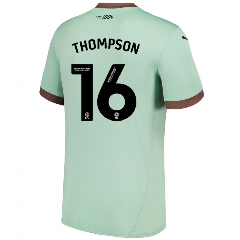 Kandiny Hombre Camiseta Liam Thompson #16 Verde Pálido 2ª Equipación 2024/25 La Camisa Chile