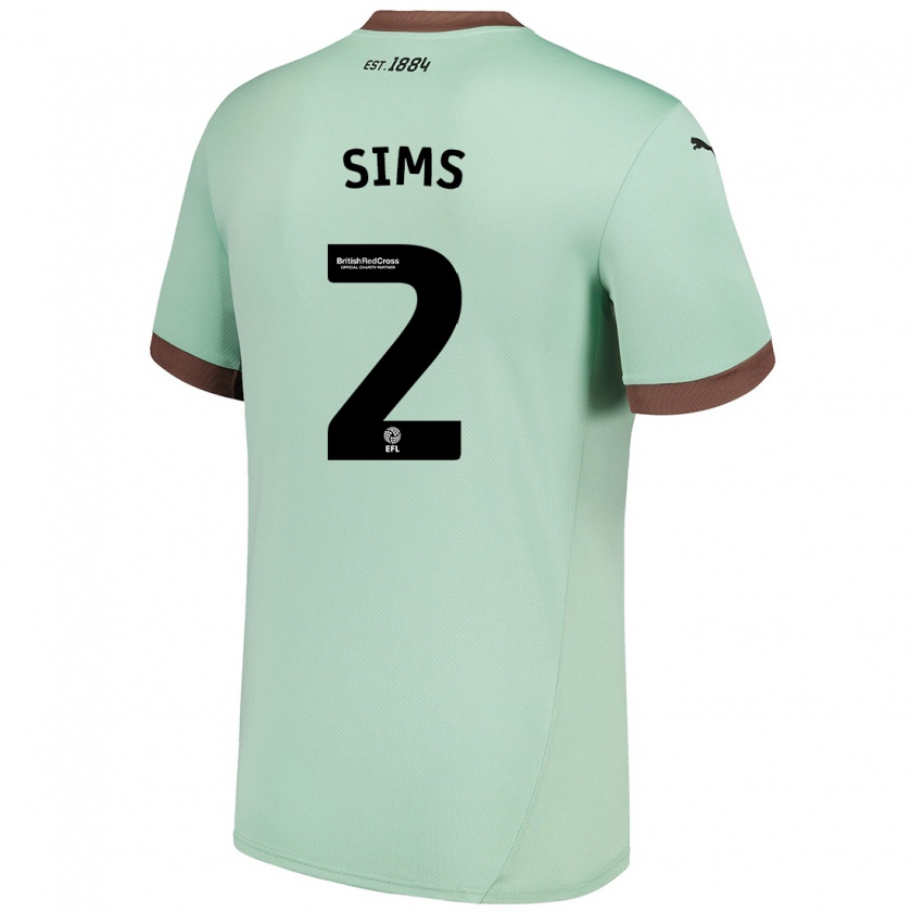 Kandiny Hombre Camiseta Amy Sims #2 Verde Pálido 2ª Equipación 2024/25 La Camisa Chile