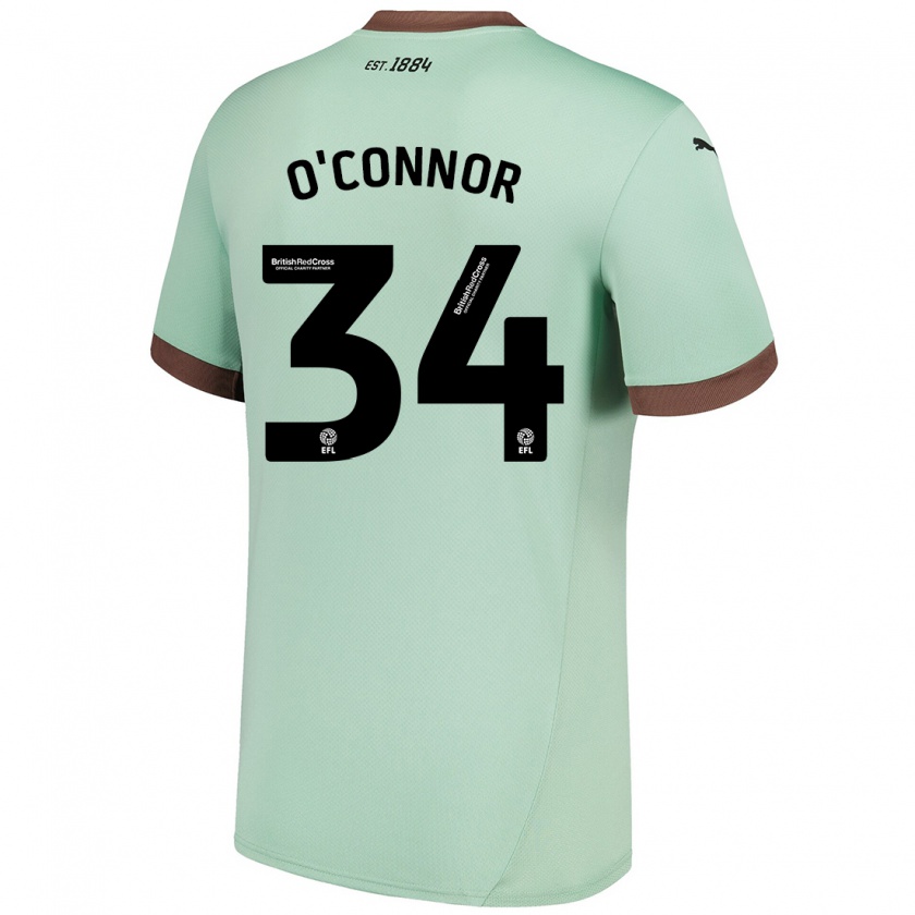 Kandiny Hombre Camiseta Dolcie O'connor #34 Verde Pálido 2ª Equipación 2024/25 La Camisa Chile