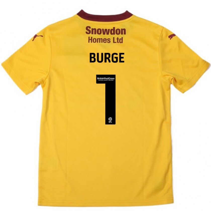 Kandiny Hombre Camiseta Lee Burge #1 Naranja Borgoña 2ª Equipación 2024/25 La Camisa Chile