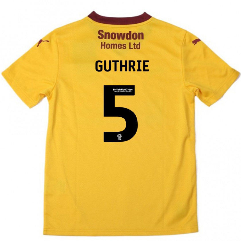 Kandiny Hombre Camiseta Jon Guthrie #5 Naranja Borgoña 2ª Equipación 2024/25 La Camisa Chile