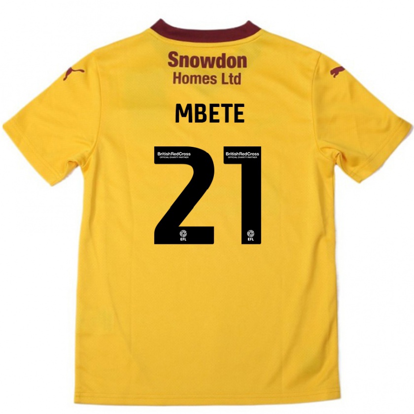 Kandiny Hombre Camiseta Luke Mbete #21 Naranja Borgoña 2ª Equipación 2024/25 La Camisa Chile