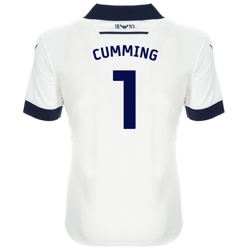 Kandiny Hombre Camiseta Jamie Cumming #1 Blanco Azul Marino 2ª Equipación 2024/25 La Camisa Chile