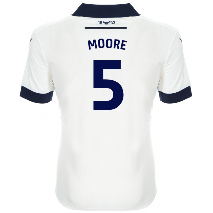 Kandiny Hombre Camiseta Elliott Moore #5 Blanco Azul Marino 2ª Equipación 2024/25 La Camisa Chile