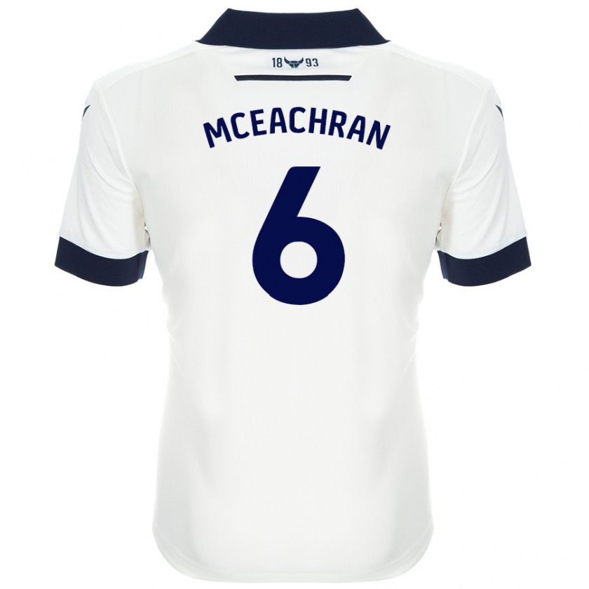 Kandiny Hombre Camiseta Josh Mceachran #6 Blanco Azul Marino 2ª Equipación 2024/25 La Camisa Chile