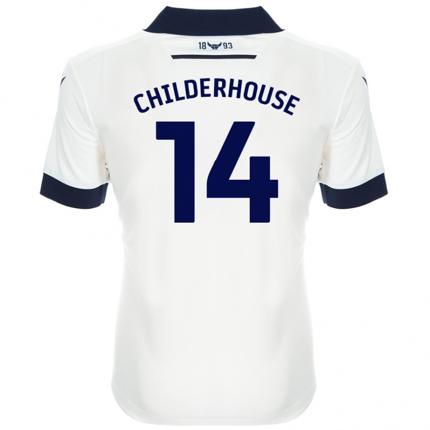 Kandiny Hombre Camiseta Molly Childerhouse #14 Blanco Azul Marino 2ª Equipación 2024/25 La Camisa Chile