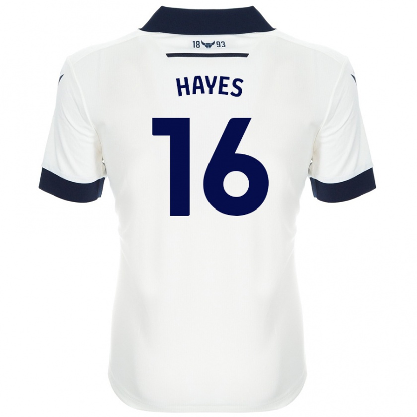 Kandiny Hombre Camiseta Georgia Hayes #16 Blanco Azul Marino 2ª Equipación 2024/25 La Camisa Chile