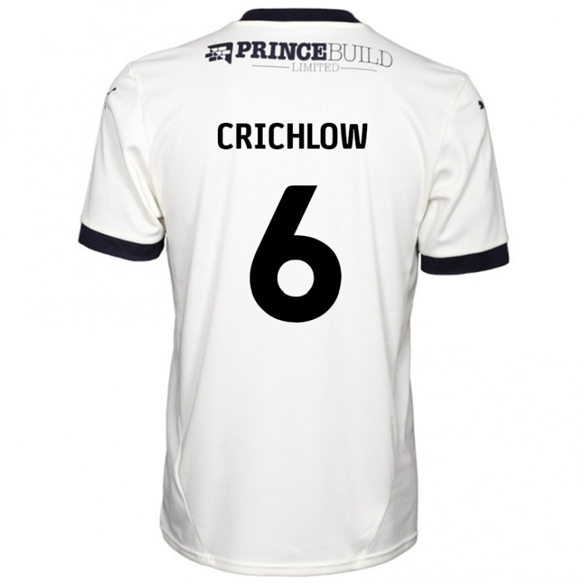 Kandiny Hombre Camiseta Romoney Crichlow #6 Blanquecino Negro 2ª Equipación 2024/25 La Camisa Chile